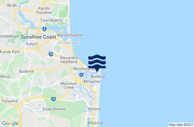 Carte des horaires des marées pour Mooloolaba Harbour, Australia