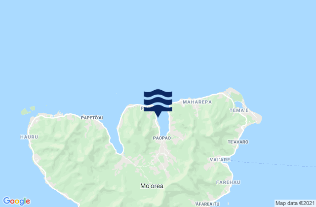 Carte des horaires des marées pour Moorea-Maiao, French Polynesia