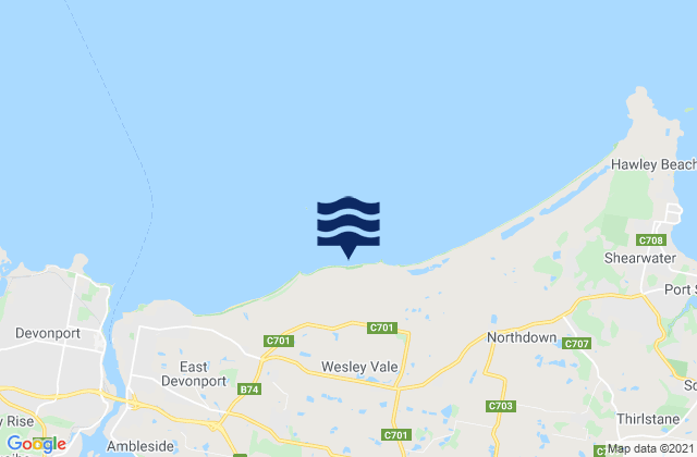 Carte des horaires des marées pour Moorland Beach, Australia