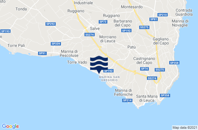 Carte des horaires des marées pour Morciano di Leuca, Italy