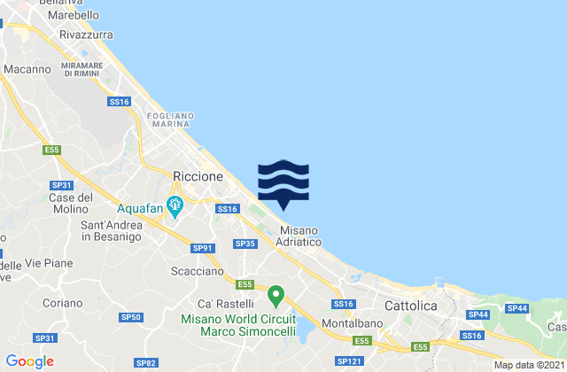 Carte des horaires des marées pour Morciano di Romagna, Italy