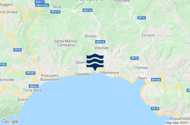 Carte des horaires des marées pour Morigerati, Italy