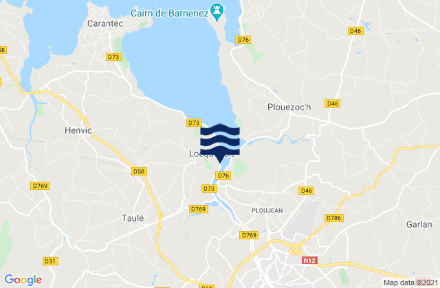 Carte des horaires des marées pour Morlaix, France
