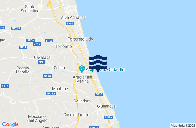Carte des horaires des marées pour Mosciano Sant'Angelo, Italy