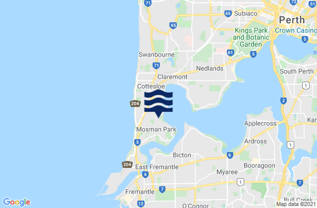 Carte des horaires des marées pour Mosman Park, Australia