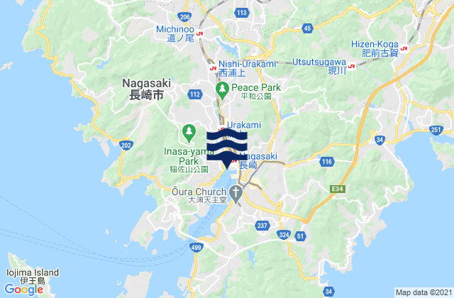 Carte des horaires des marées pour Motofunamachi, Japan