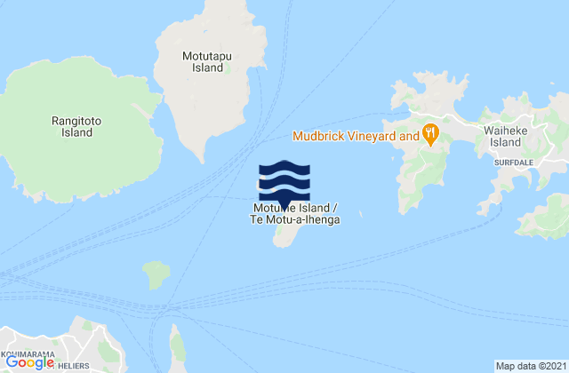 Carte des horaires des marées pour Motuihe Island, New Zealand