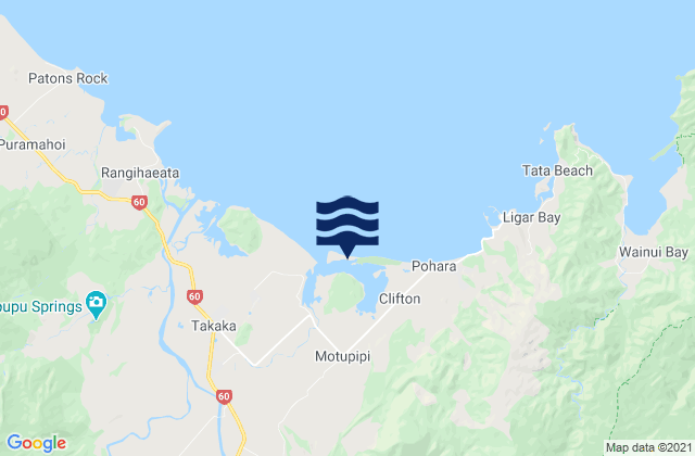 Carte des horaires des marées pour Motupipi Inlet, New Zealand