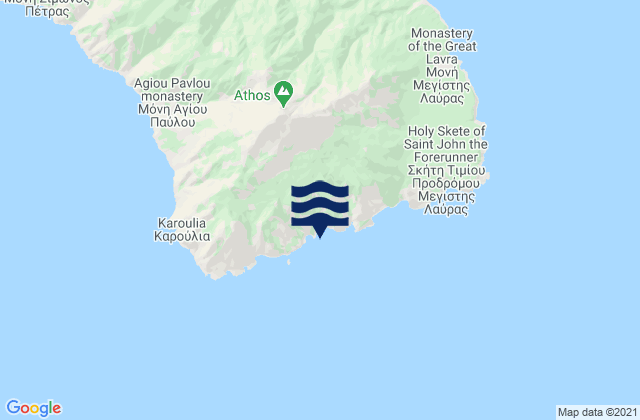 Carte des horaires des marées pour Mount Athos, Greece
