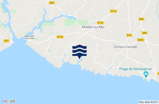 Carte des horaires des marées pour Moëlan-sur-Mer, France