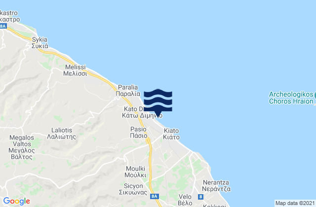 Carte des horaires des marées pour Moúlki, Greece