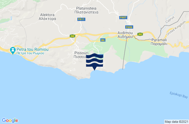 Carte des horaires des marées pour Moúsere, Cyprus