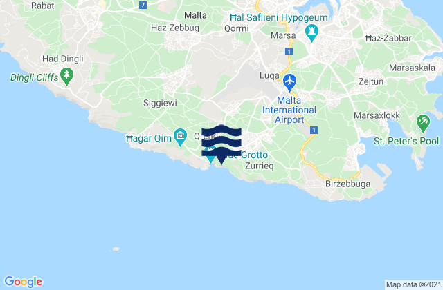 Carte des horaires des marées pour Mqabba, Malta