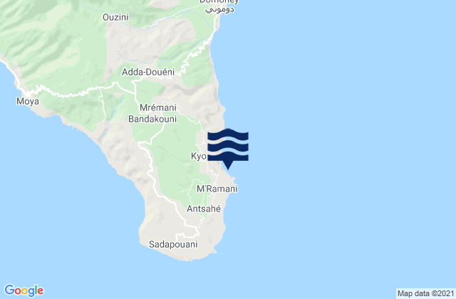 Carte des horaires des marées pour Mramani, Comoros