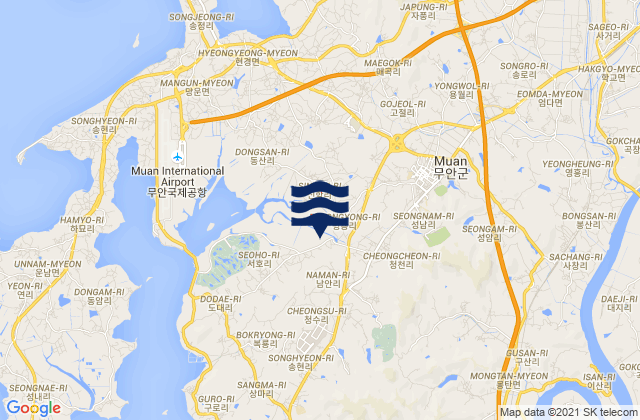 Carte des horaires des marées pour Muan-gun, South Korea