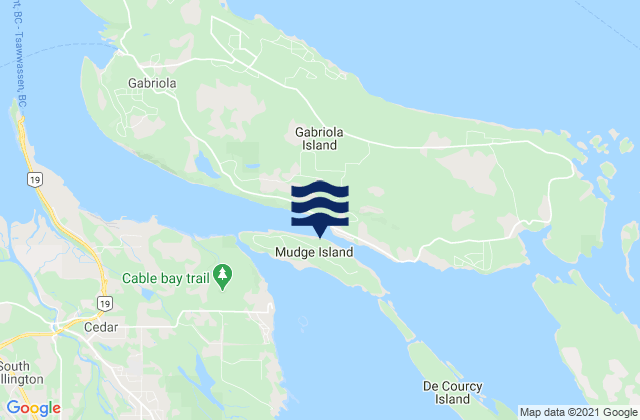 Carte des horaires des marées pour Mudge Island, Canada