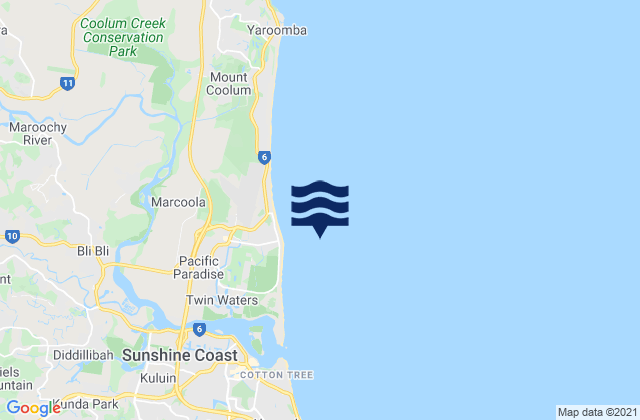 Carte des horaires des marées pour Mudjimba Island, Australia