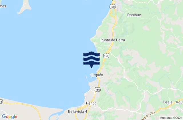 Carte des horaires des marées pour Muelle Lirquén, Chile
