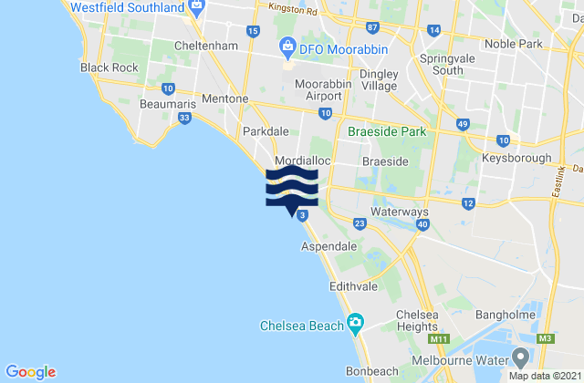 Carte des horaires des marées pour Mulgrave, Australia