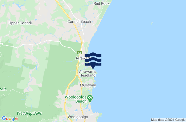 Carte des horaires des marées pour Mullaway Beach, Australia