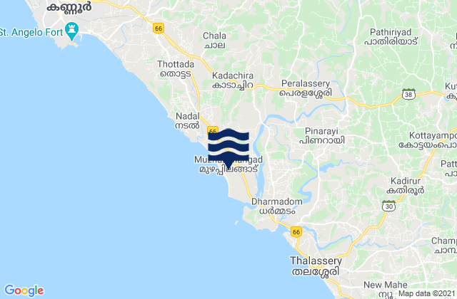 Carte des horaires des marées pour Muluppilagadu, India