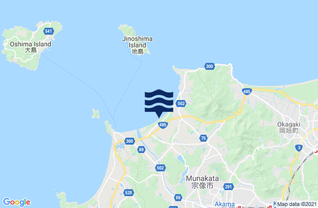 Carte des horaires des marées pour Munakata-shi, Japan