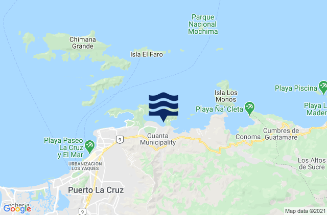 Carte des horaires des marées pour Municipio Guanta, Venezuela