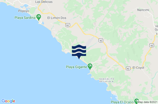 Carte des horaires des marées pour Municipio de Tola, Nicaragua