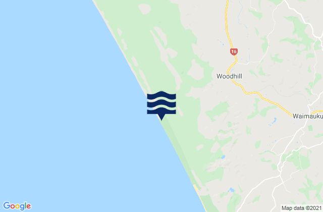 Carte des horaires des marées pour Muriwai Beach, New Zealand