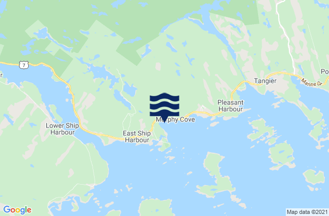 Carte des horaires des marées pour Murphy Cove, Canada