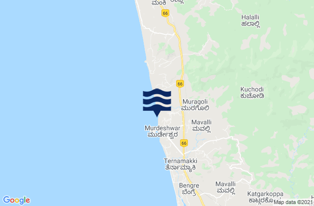 Carte des horaires des marées pour Murudeshwara Beach, India