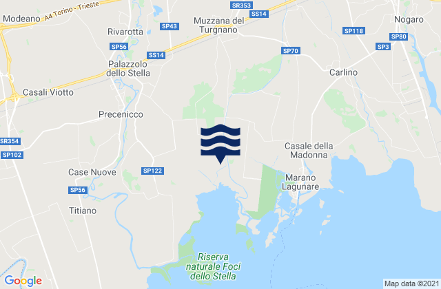 Carte des horaires des marées pour Muzzana del Turgnano, Italy