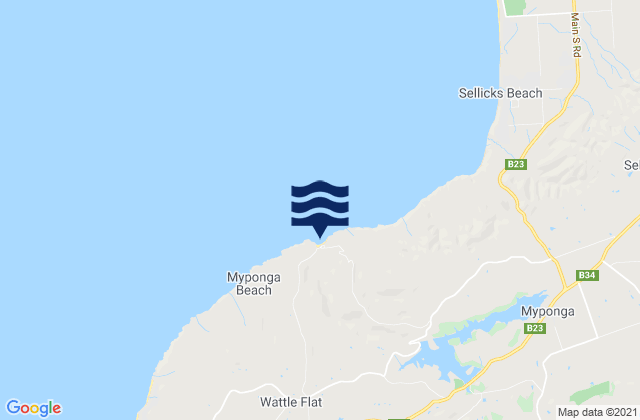 Carte des horaires des marées pour Myponga Beach, Australia