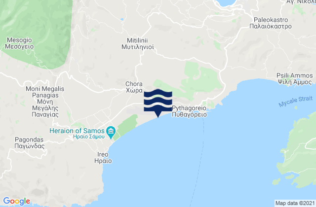 Carte des horaires des marées pour Mytilinioí, Greece