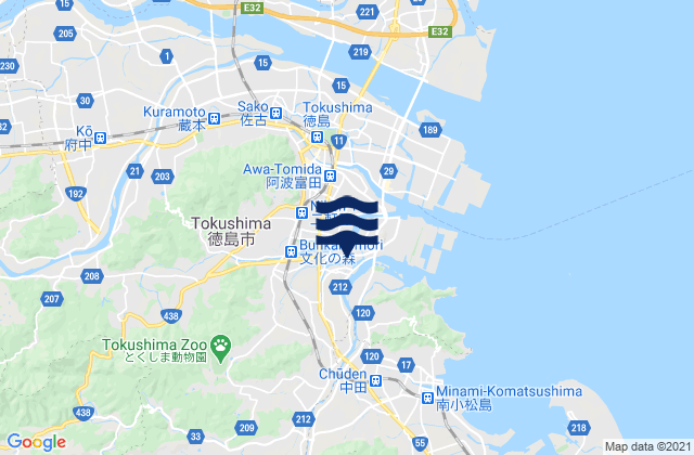 Carte des horaires des marées pour Myōdō Gun, Japan