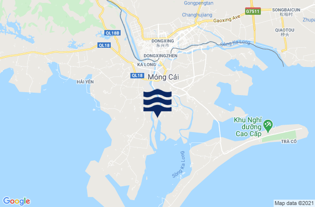 Carte des horaires des marées pour Móng Cái, Vietnam