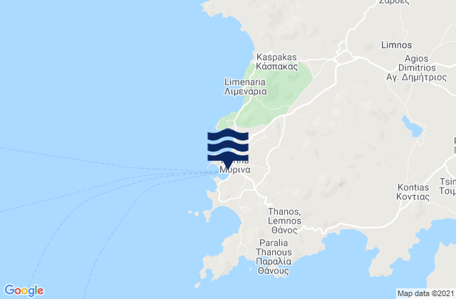 Carte des horaires des marées pour Mýrina, Greece