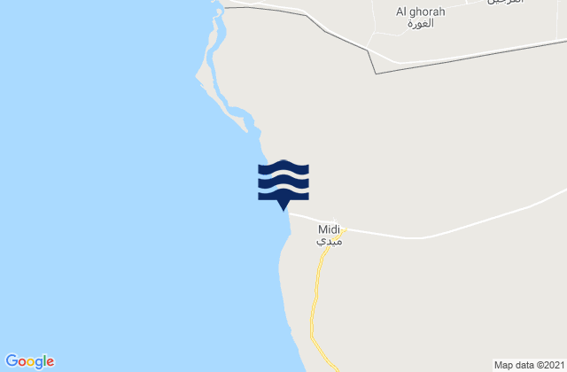 Carte des horaires des marées pour Mīdī, Yemen