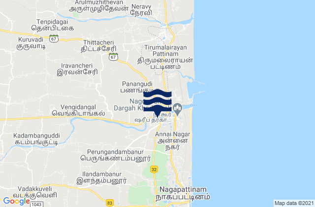 Carte des horaires des marées pour Nagapattinam, India