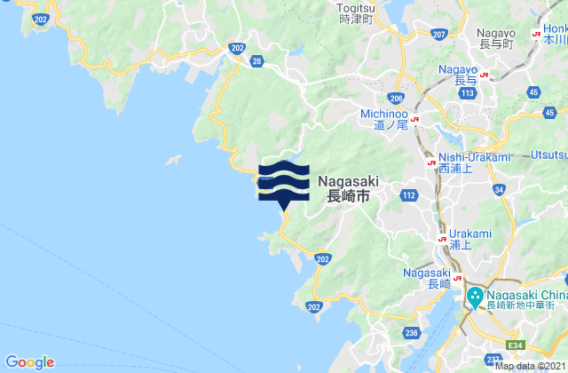 Carte des horaires des marées pour Nagasaki-shi, Japan