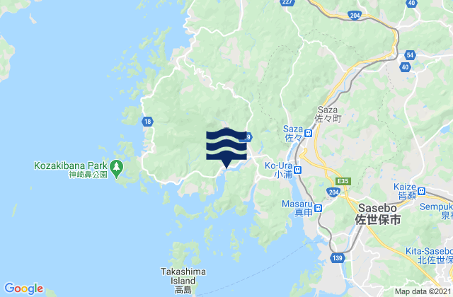 Carte des horaires des marées pour Nagasaki Prefecture, Japan