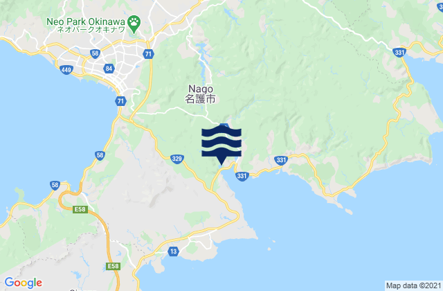 Carte des horaires des marées pour Nago Shi, Japan