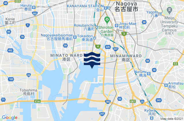 Carte des horaires des marées pour Nagoya Ko Iseno Umi, Japan