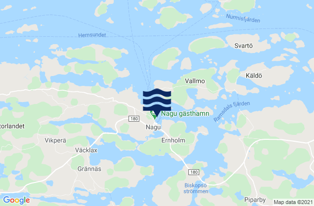 Carte des horaires des marées pour Nagu, Finland