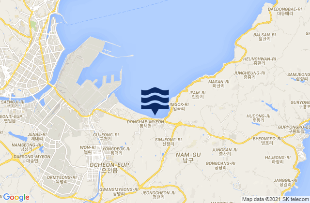 Carte des horaires des marées pour Nam-gu, South Korea