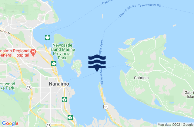 Carte des horaires des marées pour Nanaimo Harbour, Canada
