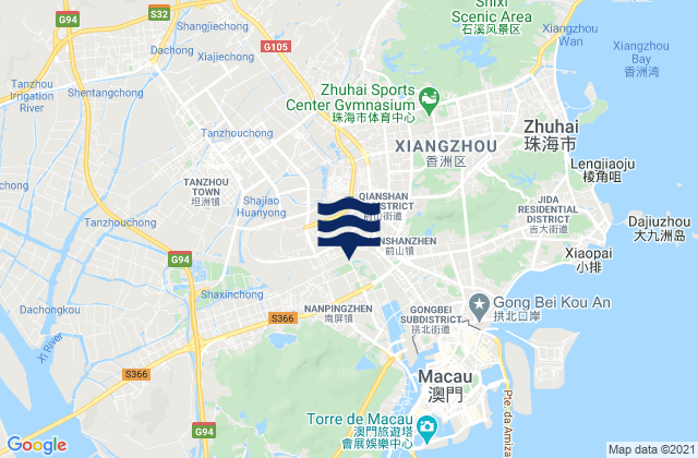 Carte des horaires des marées pour Nanping, China