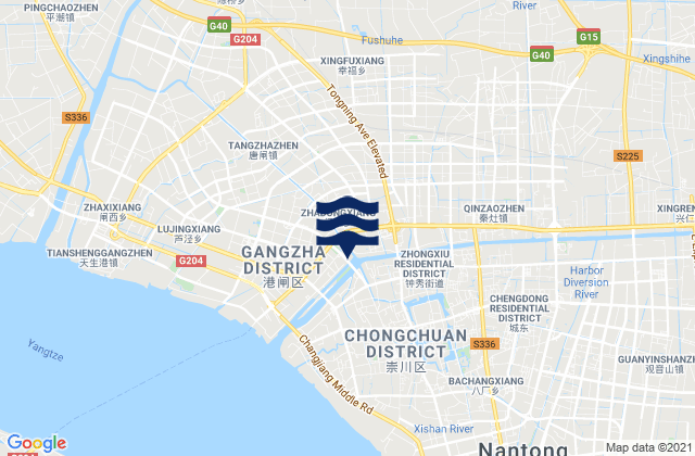Carte des horaires des marées pour Nantong, China