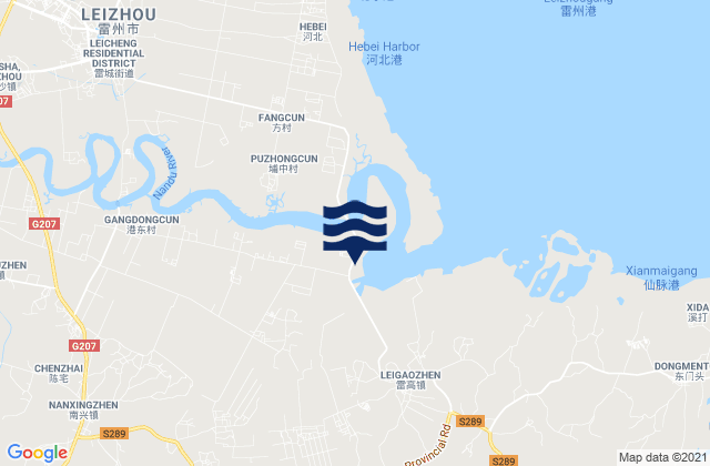 Carte des horaires des marées pour Nanxing, China
