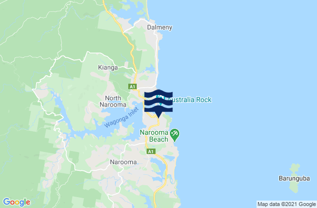 Carte des horaires des marées pour Narooma, Australia